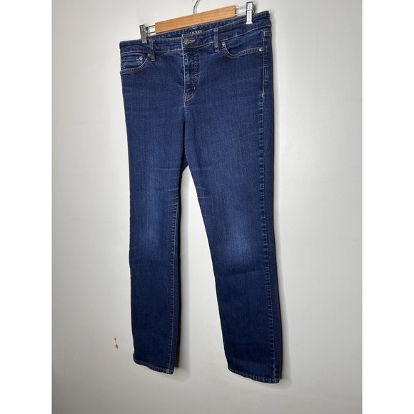 Lauren Ralph Lauren Women Modern Straight Curvy Jeans Dark Wash Denim Size 14 - Picture 2 of 11
